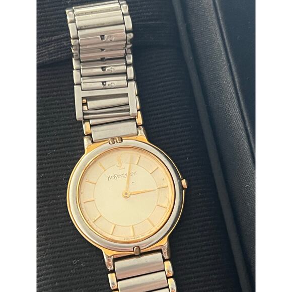 Vintage Yves Saint Laurent Wristwatch Two Tone Gold Silver Quartz✨ - Picture 10 of 14